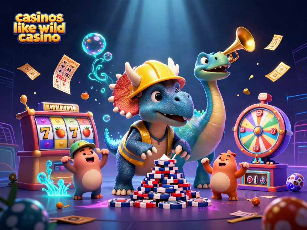 Get ready for excitement at casinos like wild casino with a thrilling 3D illustration showcasing a colorful gaming scene.