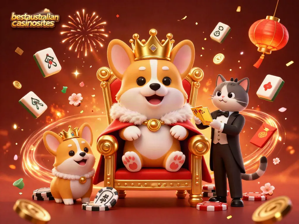 Experience vibrant gaming with bestaustraliancasinosites as royal characters celebrate in an Australian casino!