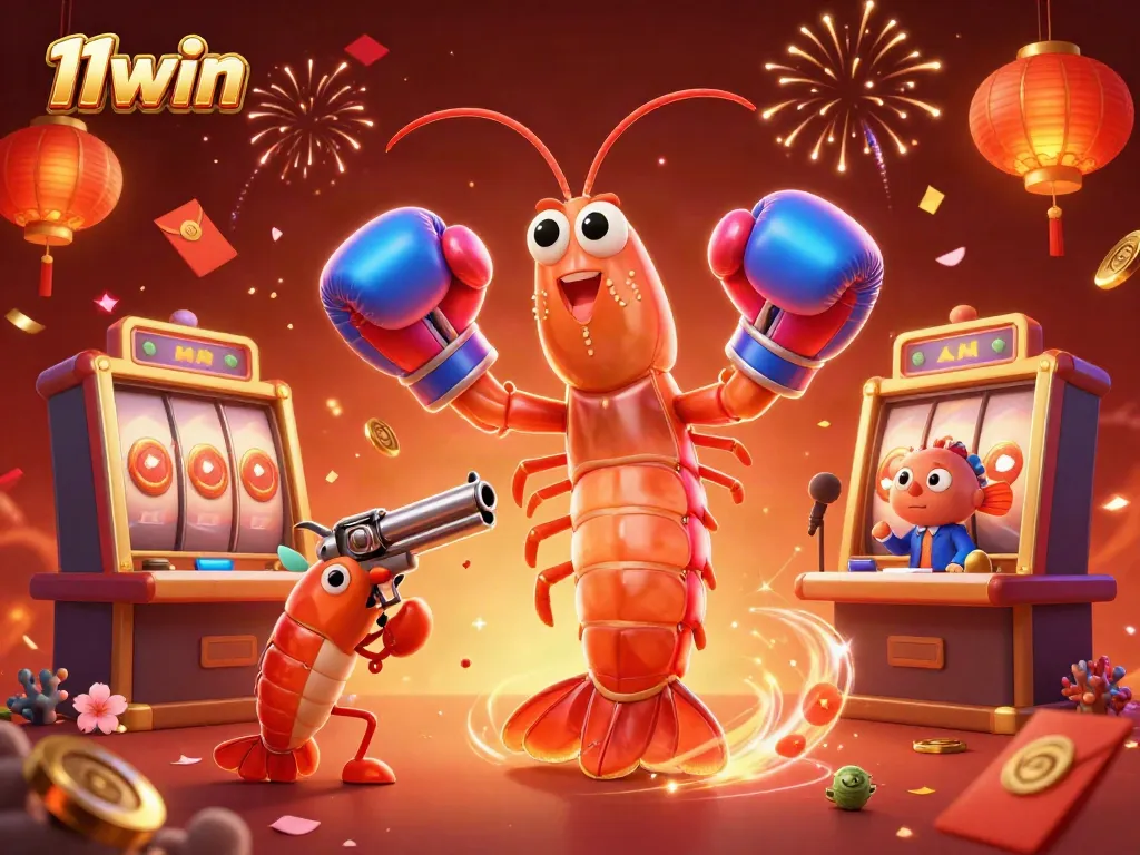 Spin the reels of 11win with thrilling 3D characters amidst a vibrant casino atmosphere.