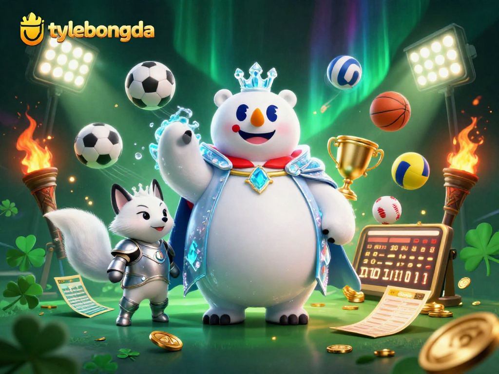 Engage in thrilling sports betting with tylebongda alongside a majestic ice king bear and fox!
