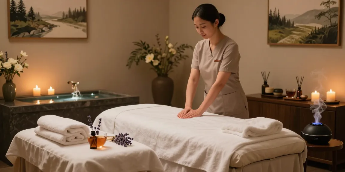 Experience 강서구출장마사지 in a tranquil spa room with soothing ambiance and natural elements.