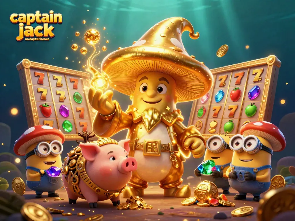 Engage with the captain jack no deposit bonus showcased in a vibrant, magical casino scene filled with enchanting elements.