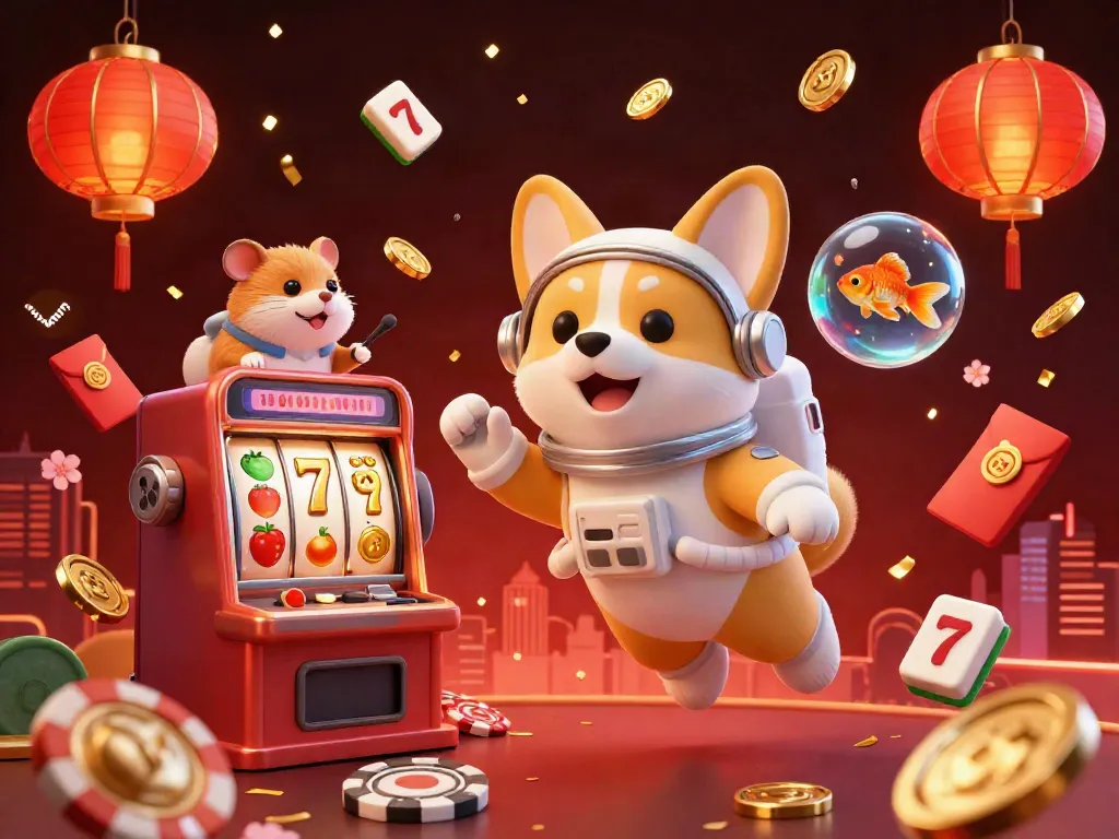 Experience slot gacor action with cartoon characters amidst floating coins and vibrant game elements.