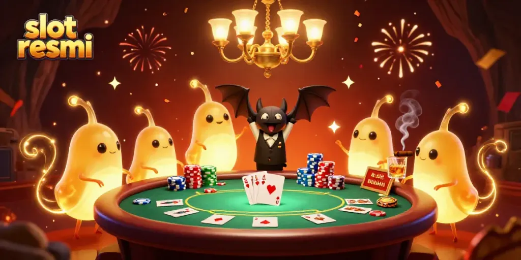 Experience vibrant gameplay in a bioluminescent cave casino with slot resmi glowworms and poker elements.