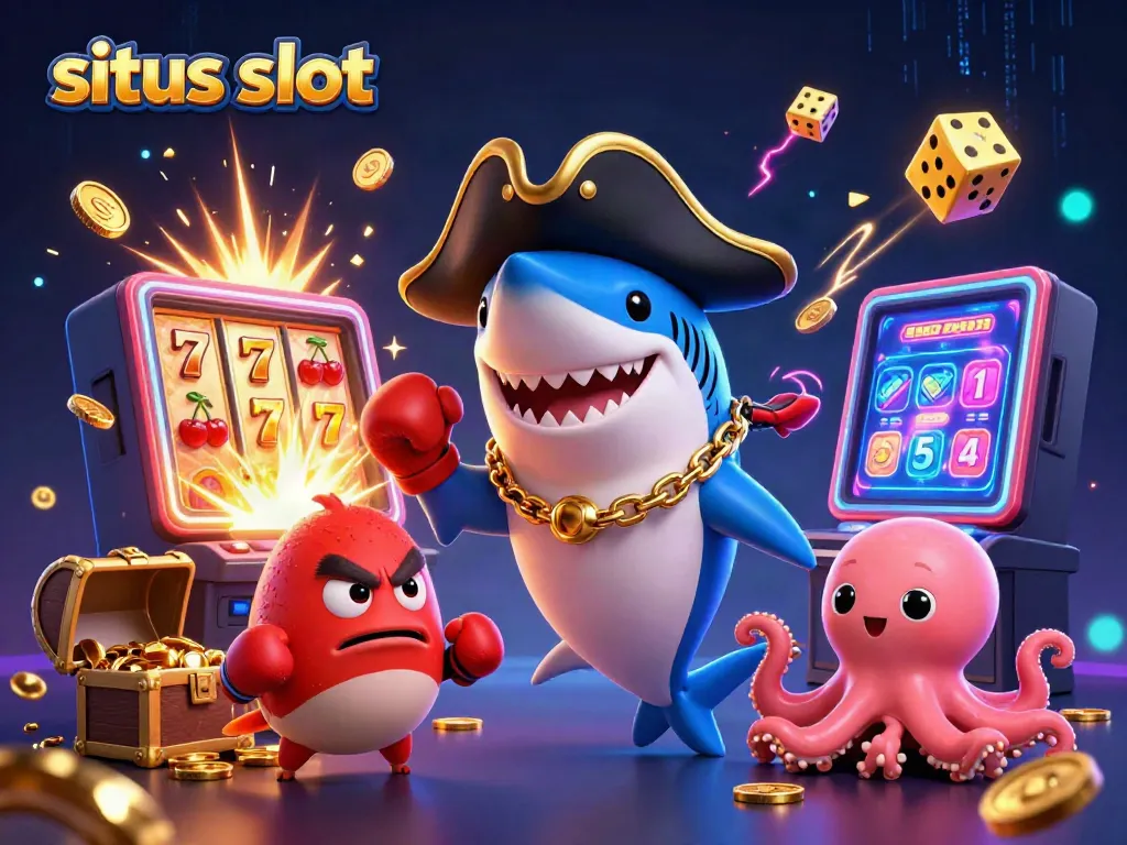 Experience exhilarating gameplay on situs slot with animated characters in a vibrant casino setting.