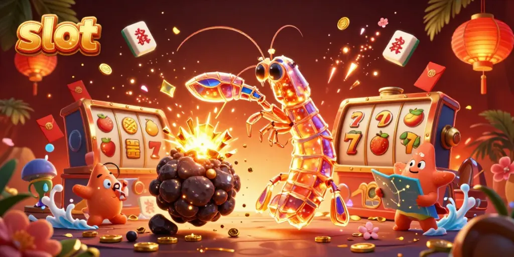 Experience the excitement of slot action with a vibrant scene of galactic characters and dynamic casino elements.
