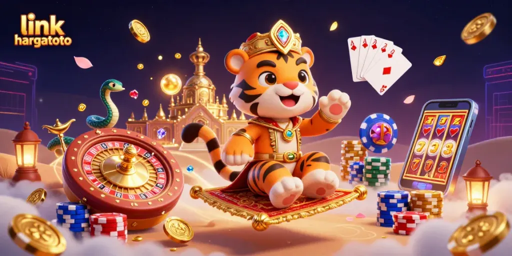 Engage with exhilarating gaming at link hargatoto amidst dazzling casino elements and characters!