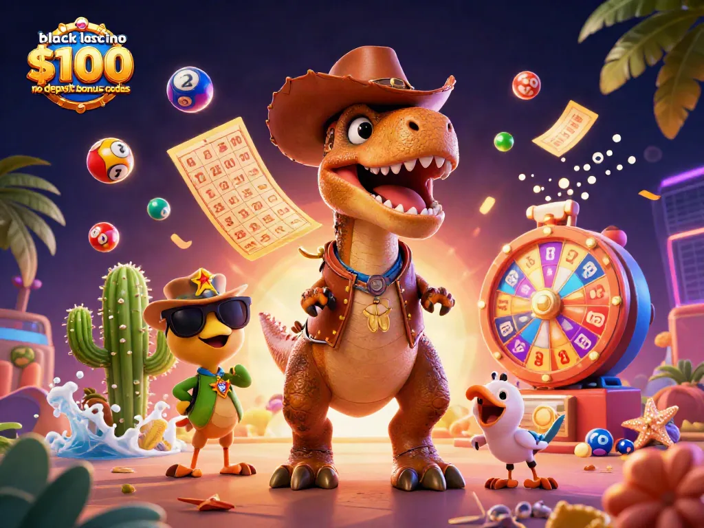 Play and win with black lotus casino $100 no deposit bonus codes showcased in vibrant 3D cartoon style