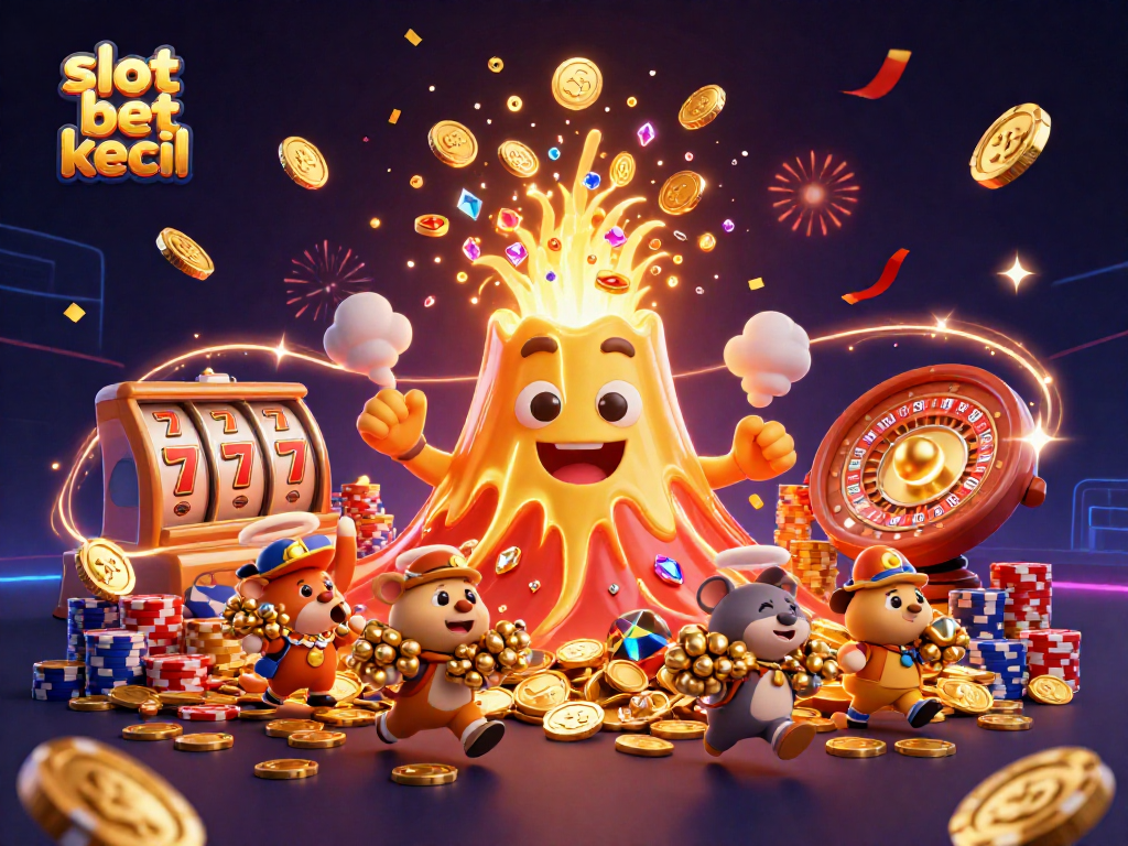 Slot bet kecil menghadirkan keajaiban dengan gambar slot dan harta berkilauan dalam kasino