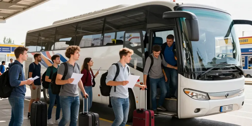 Transport colete Moldova Europa - Pasageri pregătiți de călătorie în autocar spre Europa