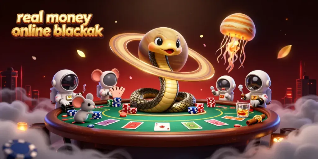 Engage with real money online blackjack in an exciting cosmic card game scene.