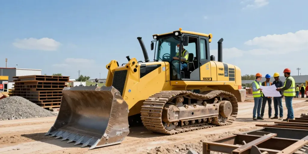 Panafrican Equipment showcased through skilled operator using heavy machinery on a vibrant construction site.