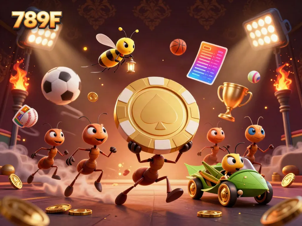 Experience the thrill of gambling at 789F with lively characters and dynamic elements in this adventurous heist scene.