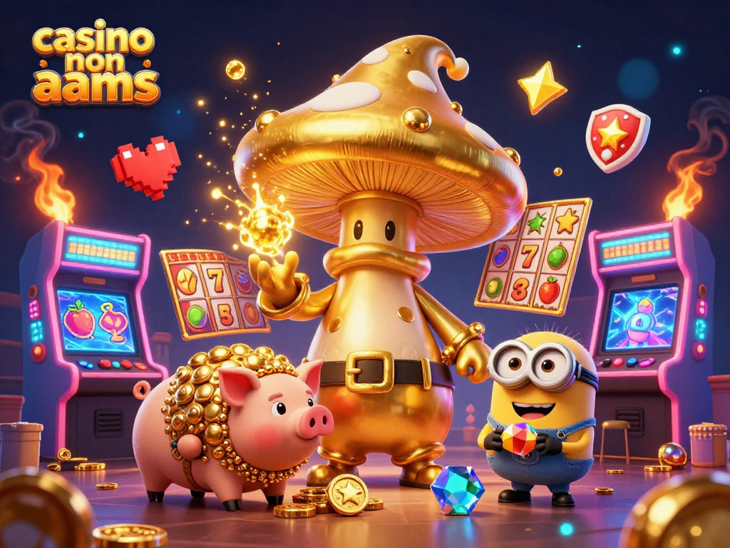 Vinci nel casino non aams con slot e tesori magici in un'illustrazione vibrante e ricca di dettagli.