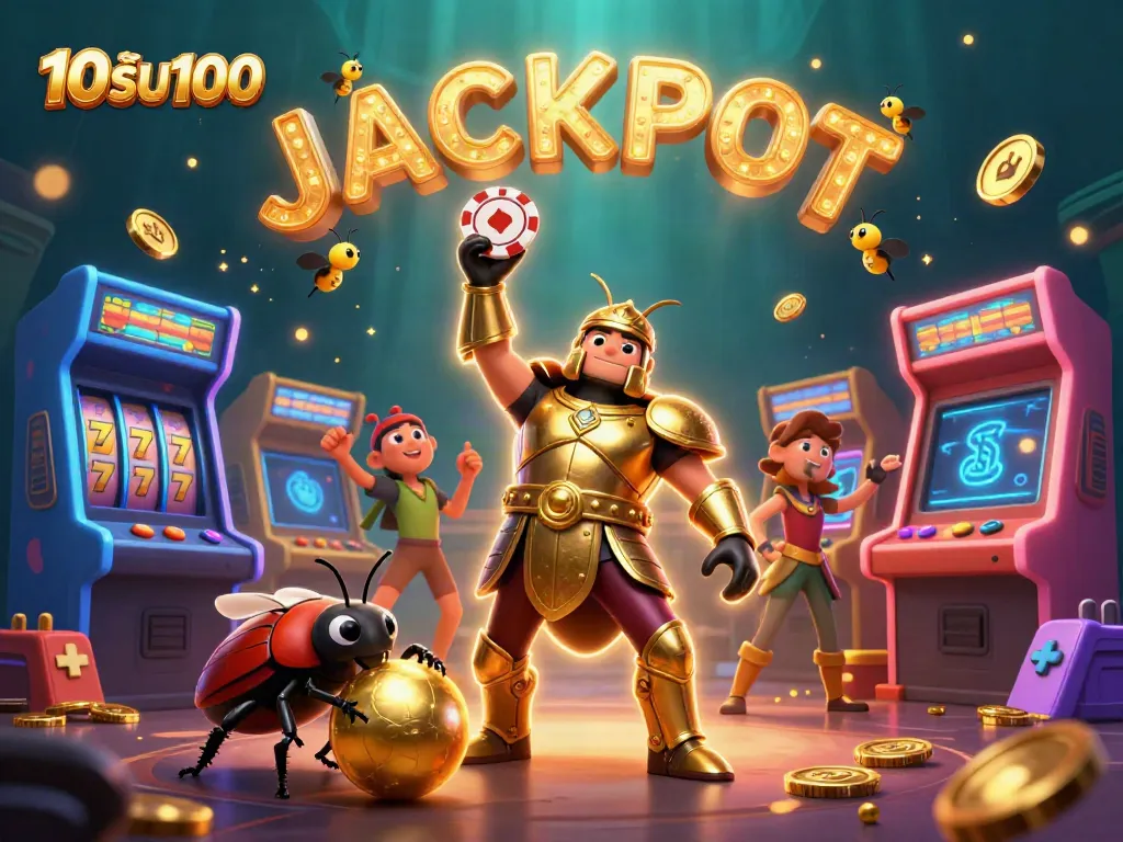เล่น 10รับ100 กับแมลงกล้ามเนื้อชัยชนะในคาสิโนที่เต็มไปด้วยสล็อตและเกมอาร์เคด
